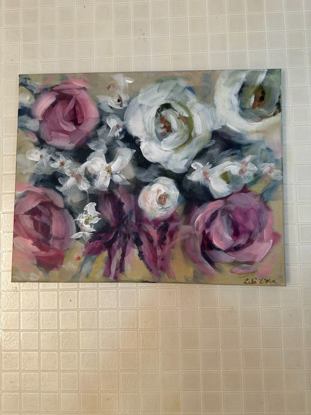 OOAK Acrylic Painting Floral Still life